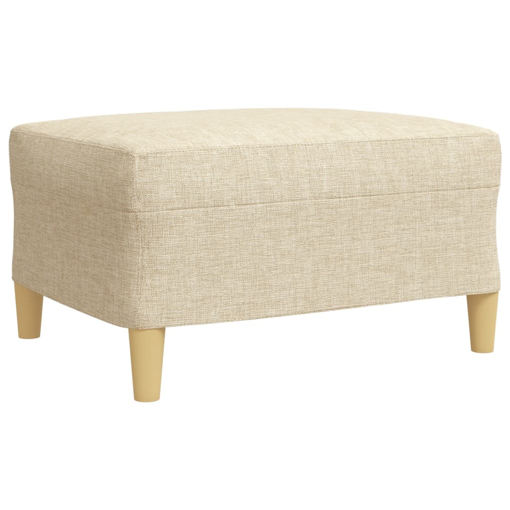 3-tlg. Sofagarnitur mit Fußhocker Creme Stoff