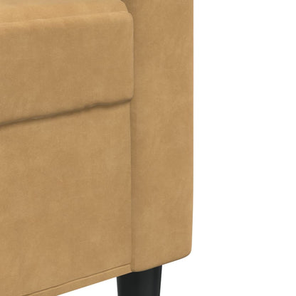 4-tlg. Sofagarnitur mit Kissen und Nackenrollen Braun Samt