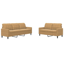 2-tlg. Sofagarnitur mit Kissen Braun Samt