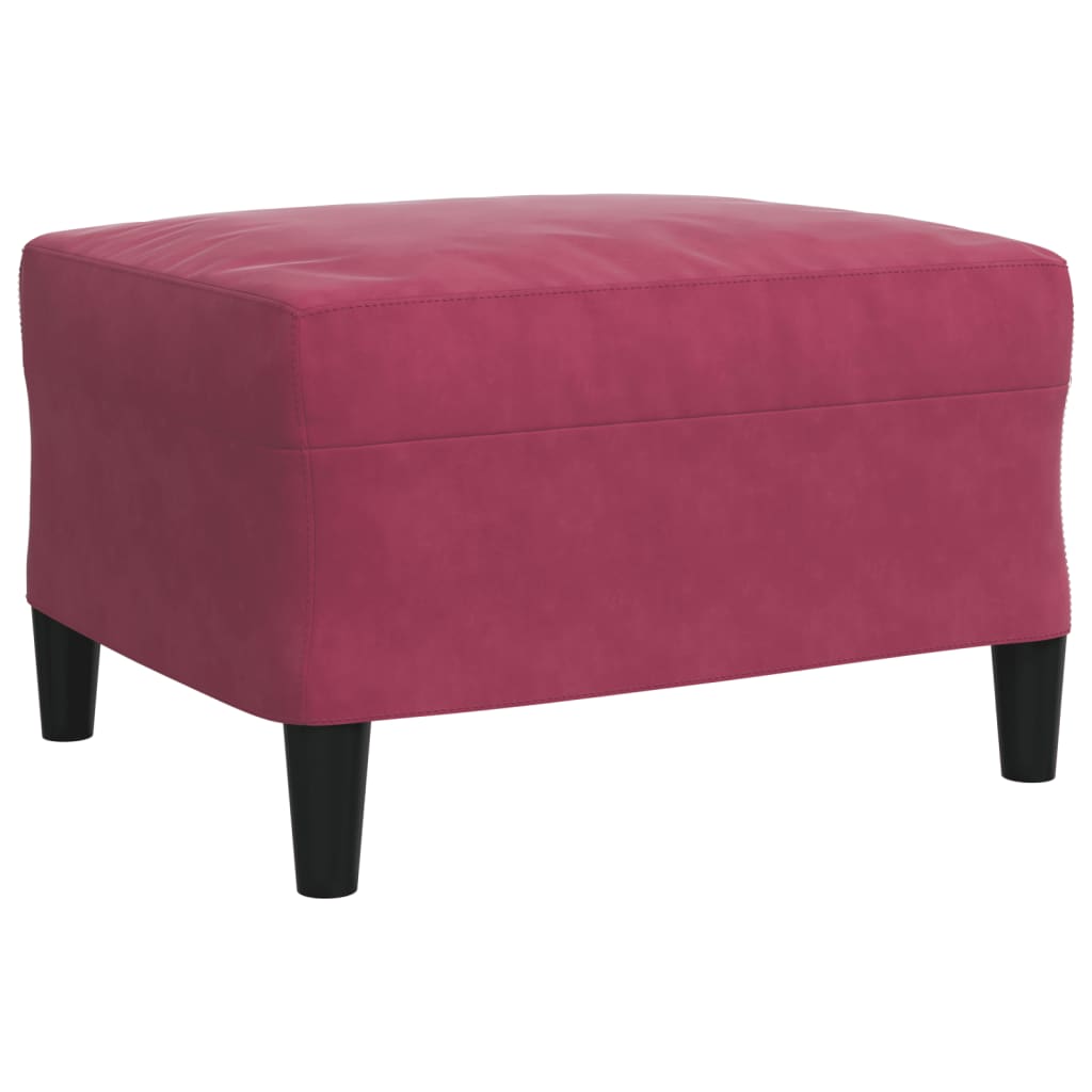 3-tlg. Sofagarnitur mit Kissen Weinrot Samt