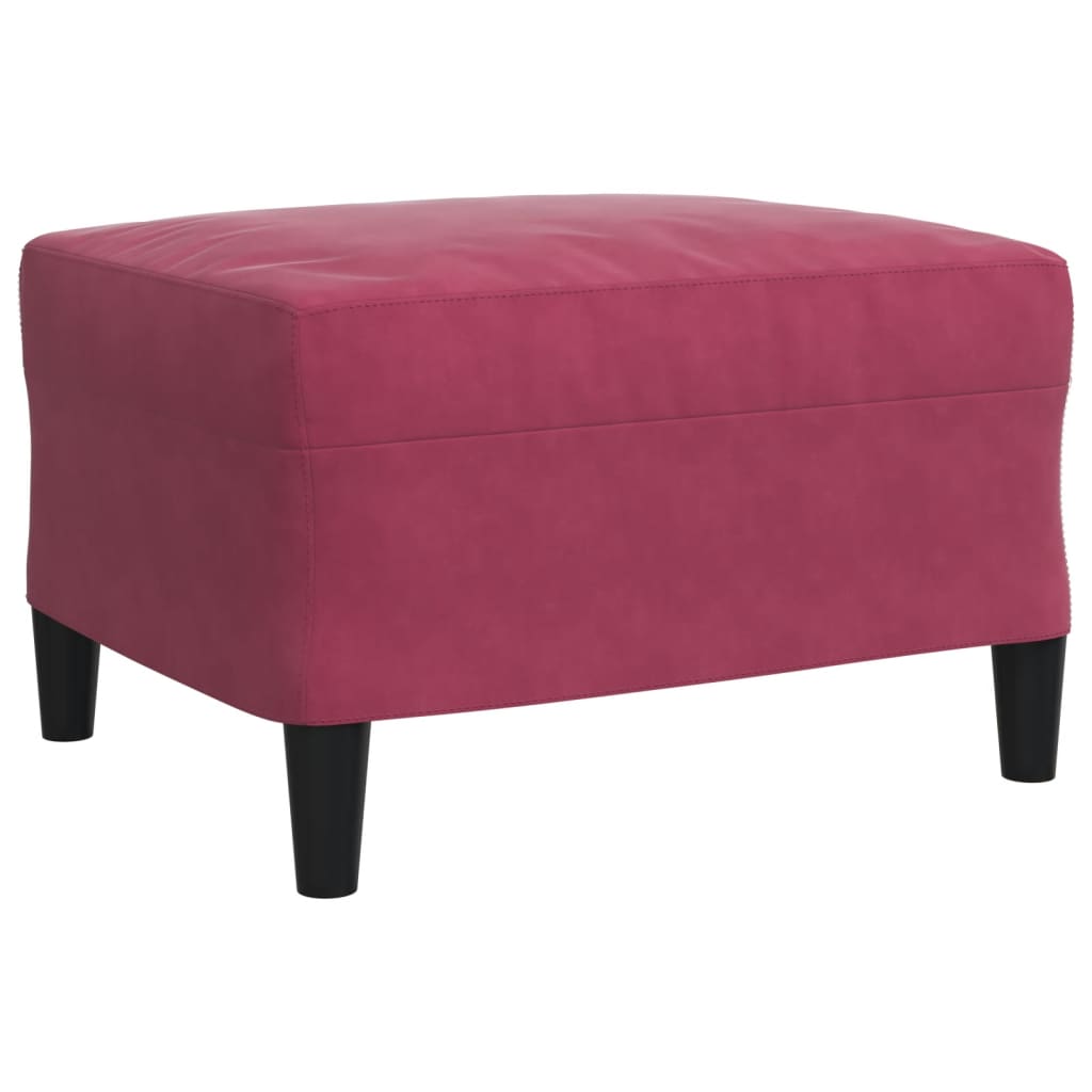 3-tlg. Sofagarnitur mit Kissen und Nackenrollen Weinrot Samt