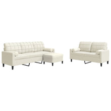 3-tlg. Sofagarnitur mit Kissen und Nackenrollen Creme Samt