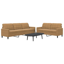 2-tlg. Sofagarnitur mit Kissen Braun Samt