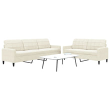 2-tlg. Sofagarnitur mit Kissen Creme Samt