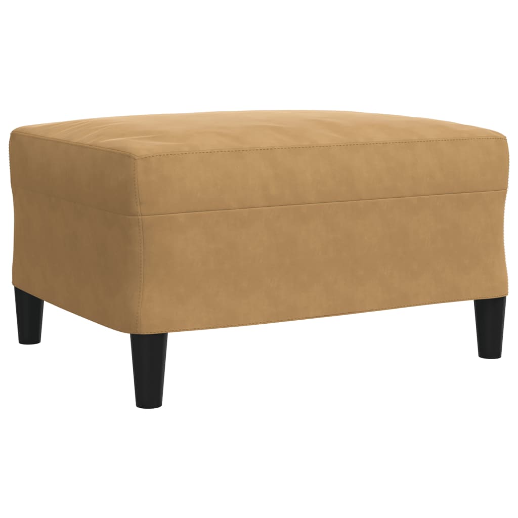 3-tlg. Sofagarnitur mit Kissen Braun Samt