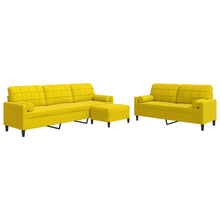 3-tlg. Sofagarnitur mit Kissen und Nackenrollen Gelb Samt