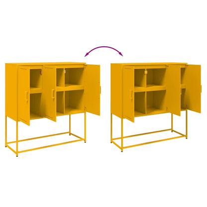 Highboard Senfgelb 100,5x39x107 cm Stahl