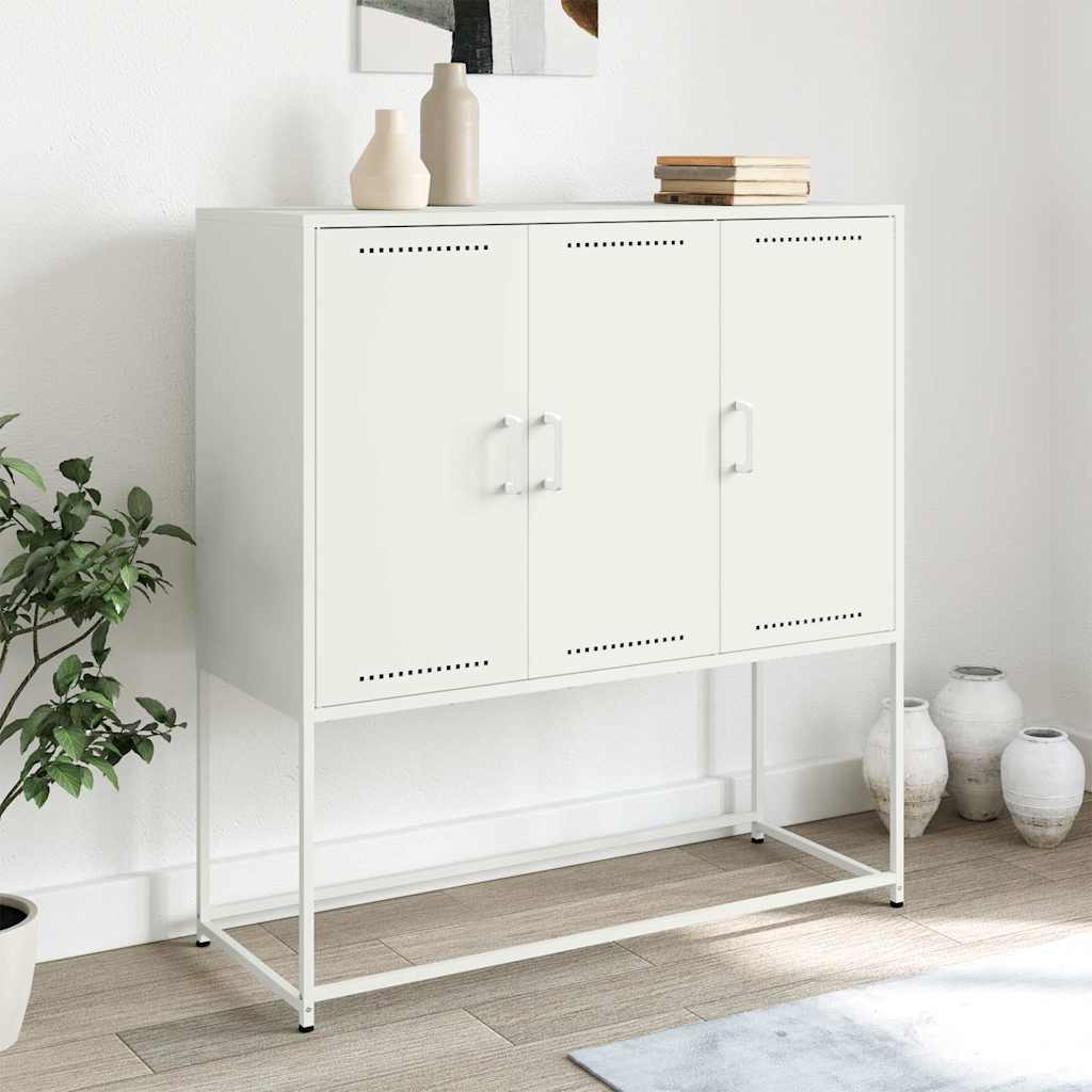 Highboard Weiß 100,5x39x107 cm Stahl