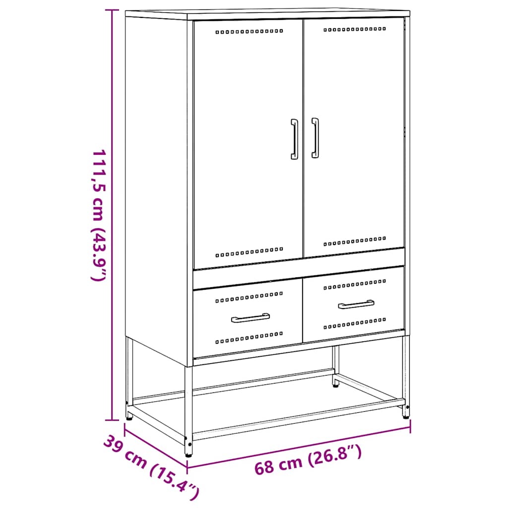 Highboard Senfgelb 68x39x111,5 cm Stahl