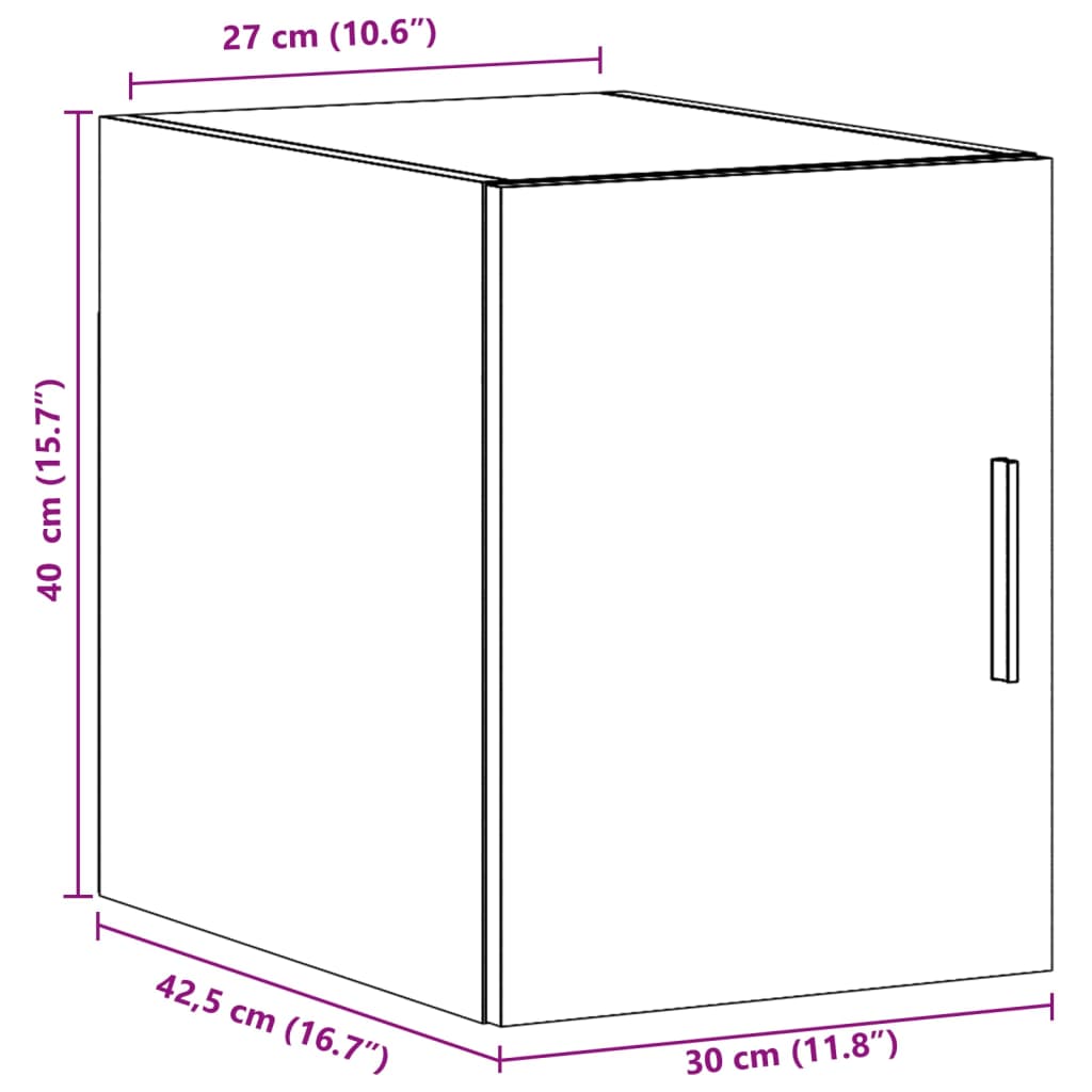 Wandschrank Betongrau 30x42,5x40 cm Holzwerkstoff