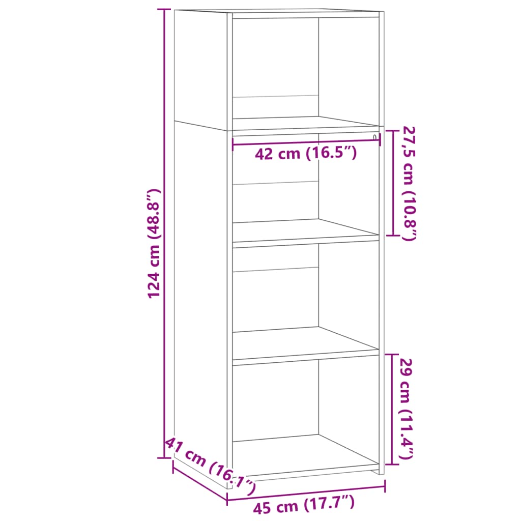 Highboard Betongrau 45x41x124 cm Holzwerkstoff