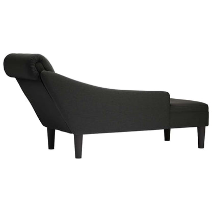 Chaiselongue mit Kissen und Rechter Armlehne Schwarz Stoff