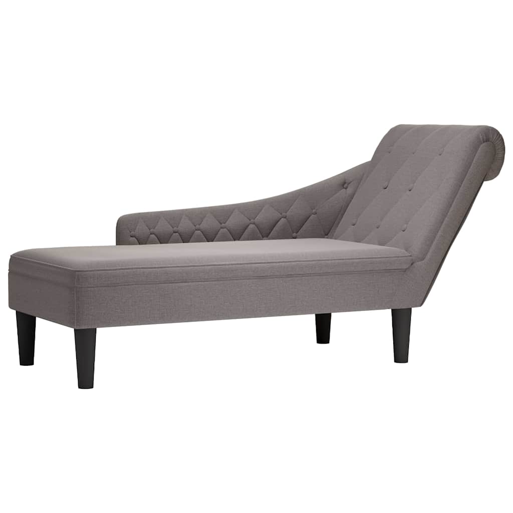 Chaiselongue mit Kissen und Rechter Armlehne Taupe Stoff