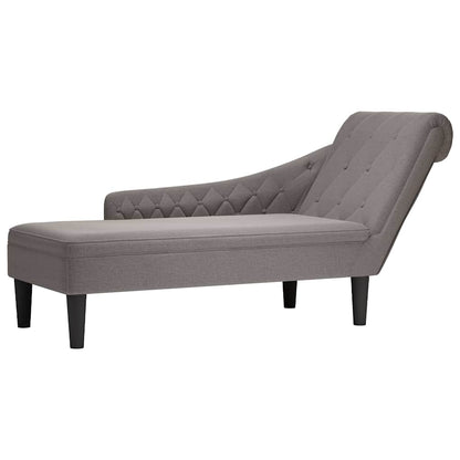 Chaiselongue mit Kissen und Rechter Armlehne Taupe Stoff