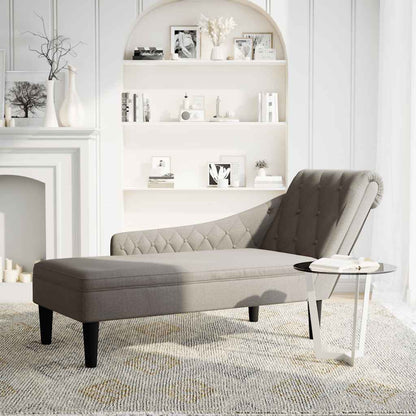 Chaiselongue mit Kissen und Rechter Armlehne Taupe Stoff