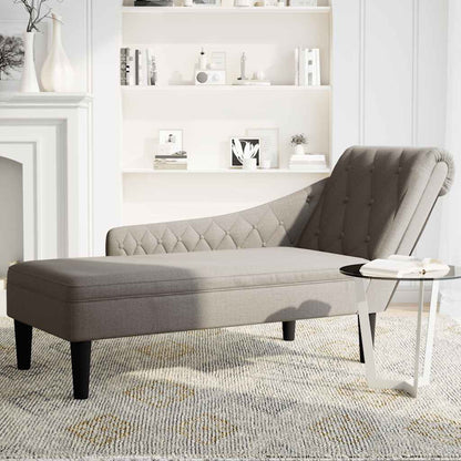 Chaiselongue mit Kissen und Rechter Armlehne Taupe Stoff