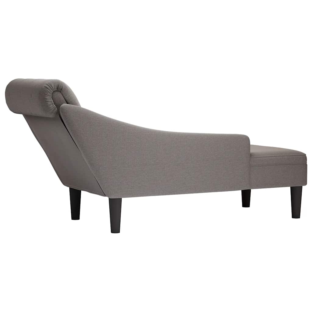 Chaiselongue mit Kissen und Rechter Armlehne Taupe Stoff