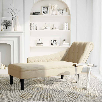 Chaiselongue mit Kissen und Rechter Armlehne Creme Stoff