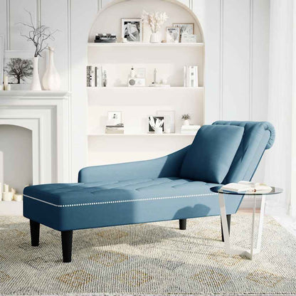 Chaiselongue mit Kissen und Rechter Armlehne Blau Samt
