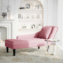 Chaiselongue mit Kissen und Rechter Armlehne Rosa Samt