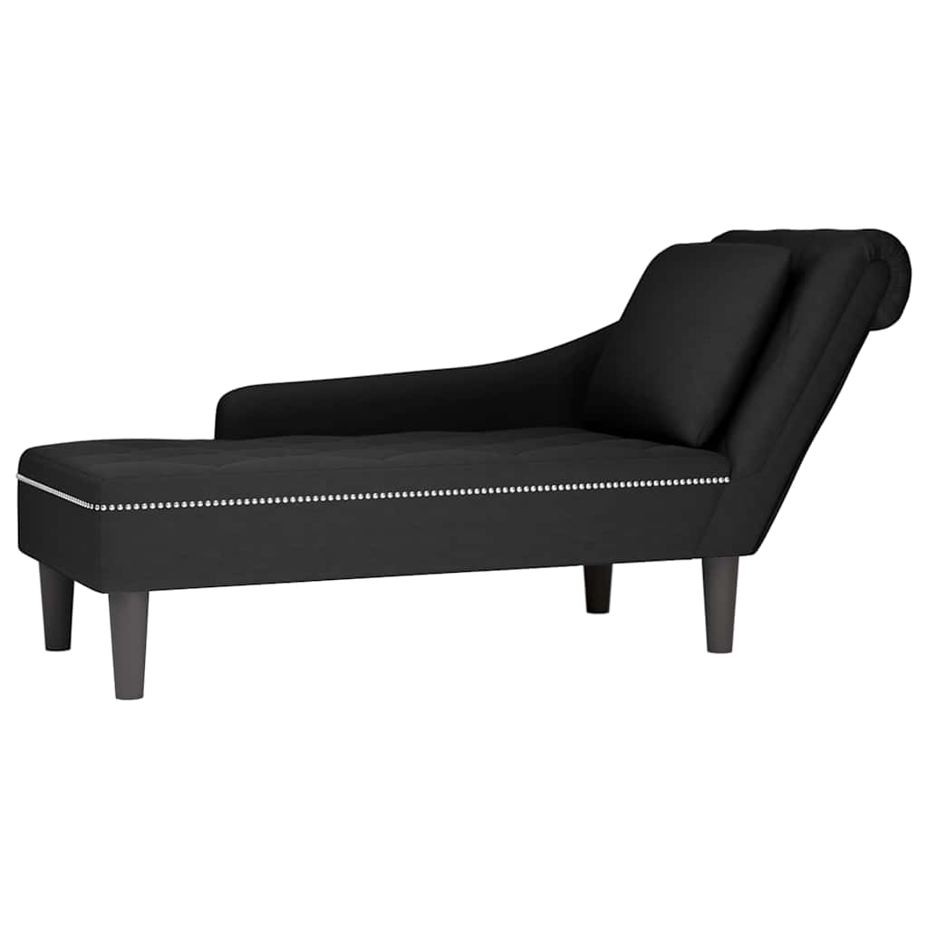 Chaiselongue mit Kissen und Rechter Armlehne Schwarz Samt