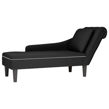 Chaiselongue mit Kissen und Rechter Armlehne Schwarz Samt
