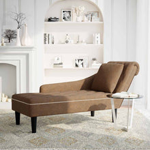 Chaiselongue mit Kissen und Rechter Armlehne Braun Kunstleder