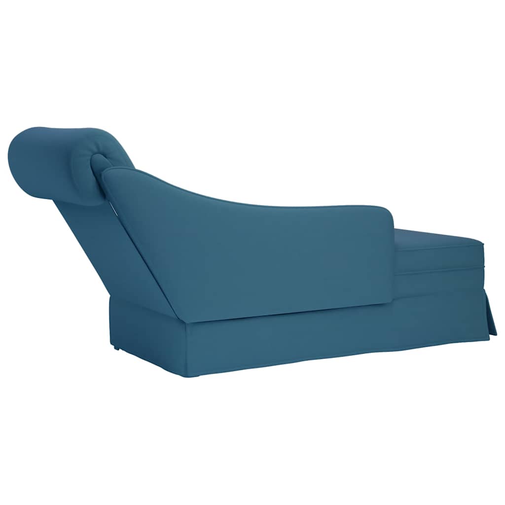 Chaiselongue mit Nackenrolle und Rechter Armlehne Blau Samt