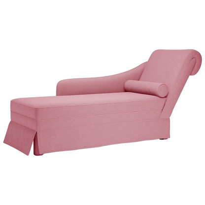 Chaiselongue mit Nackenrolle und Rechter Armlehne Rosa Samt