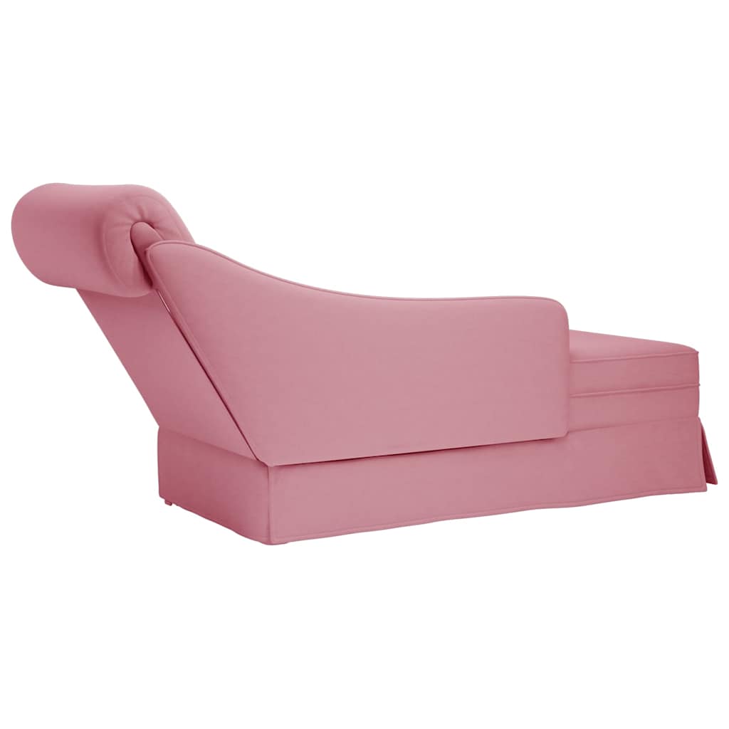 Chaiselongue mit Nackenrolle und Rechter Armlehne Rosa Samt