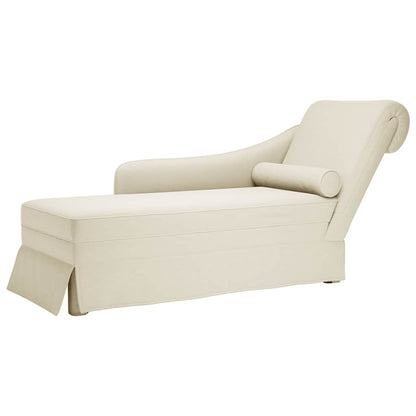 Chaiselongue mit Nackenrolle und Rechter Armlehne Creme Samt