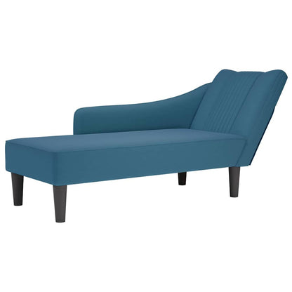 Chaiselongue mit Rechter Armlehne Blau Samt
