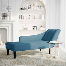 Chaiselongue mit Rechter Armlehne Blau Samt