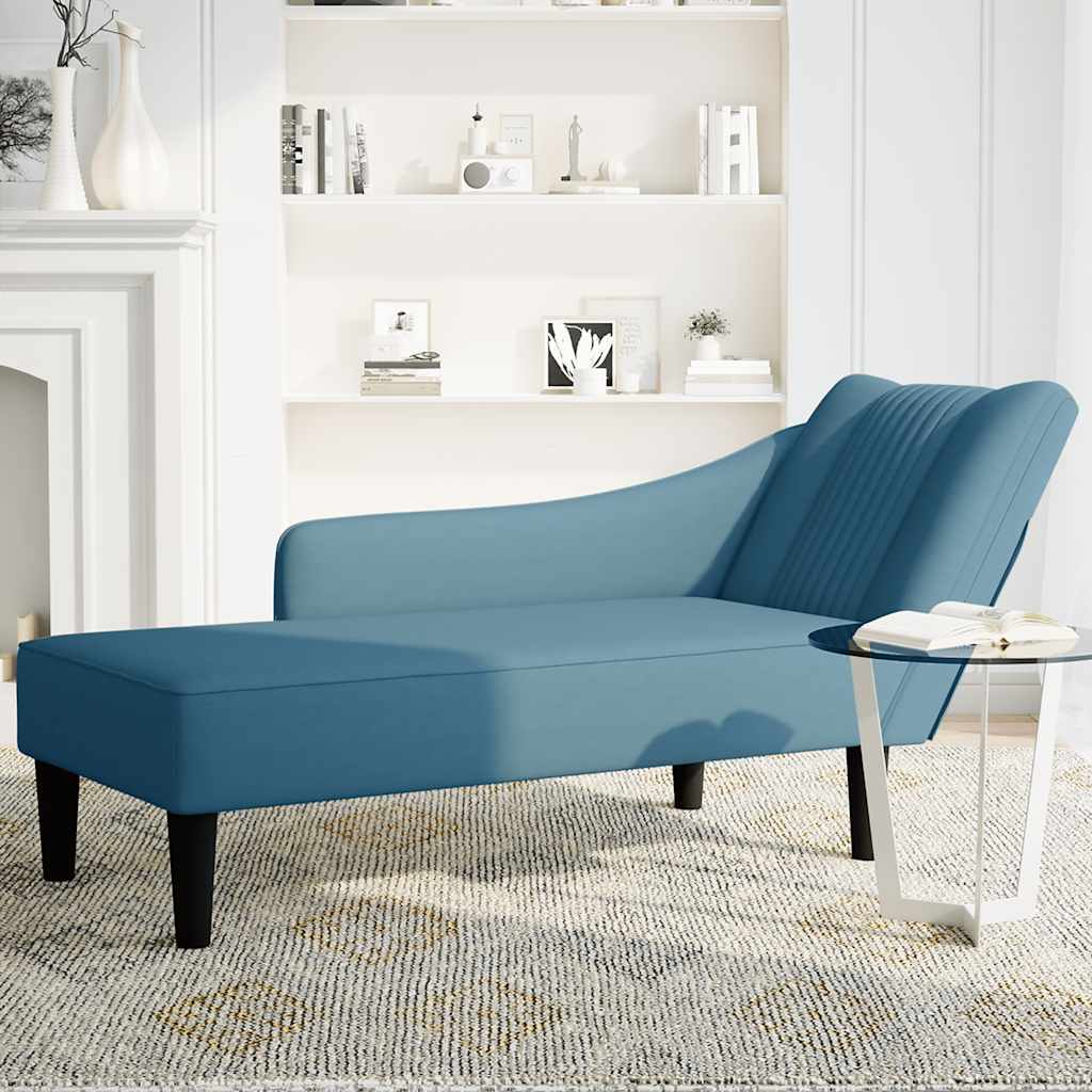 Chaiselongue mit Rechter Armlehne Blau Samt