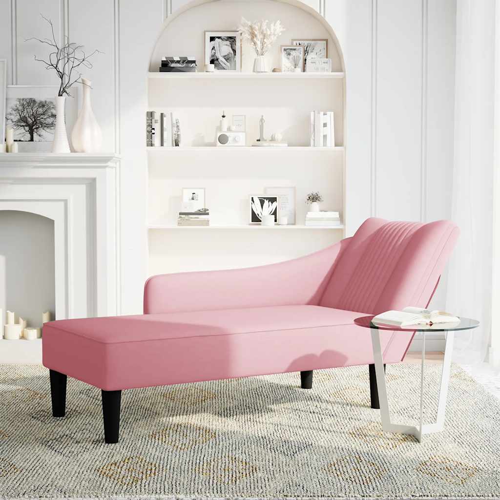 Chaiselongue mit Rechter Armlehne Rosa Samt