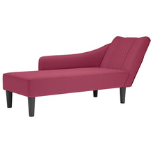 Chaiselongue mit Rechter Armlehne Weinrot Samt