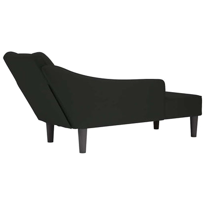 Chaiselongue mit Rechter Armlehne Schwarz Samt