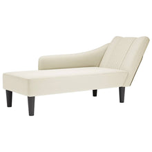Chaiselongue mit Rechter Armlehne Creme Samt