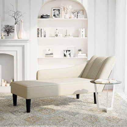 Chaiselongue mit Rechter Armlehne Creme Samt