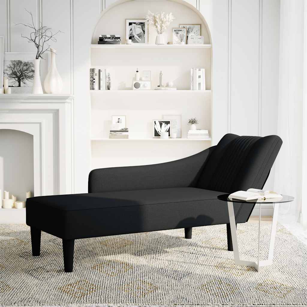 Chaiselongue mit Rechter Armlehne Schwarz Stoff