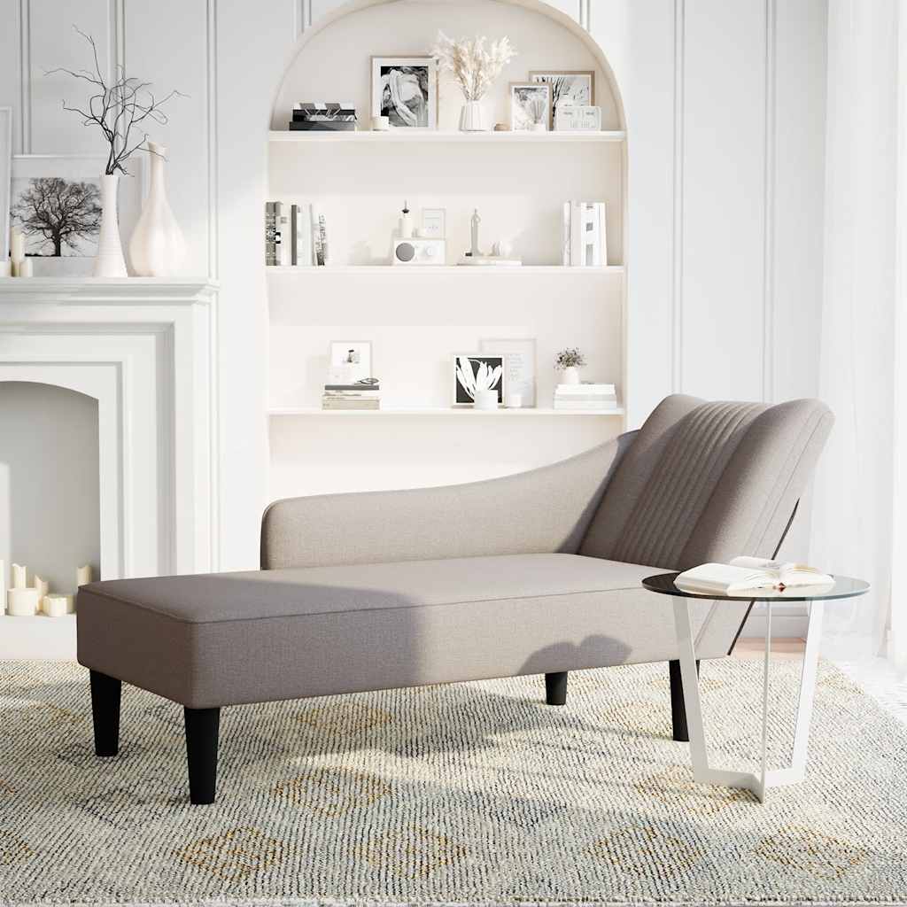 Chaiselongue mit Rechter Armlehne Taupe Stoff