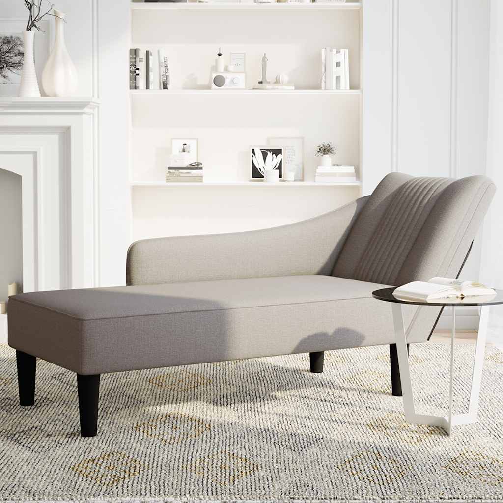 Chaiselongue mit Rechter Armlehne Taupe Stoff
