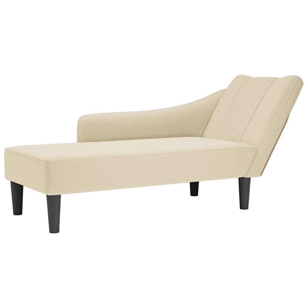 Chaiselongue mit Rechter Armlehne Creme Stoff