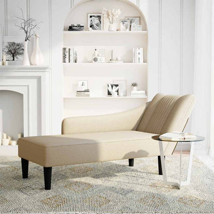 Chaiselongue mit Rechter Armlehne Creme Stoff