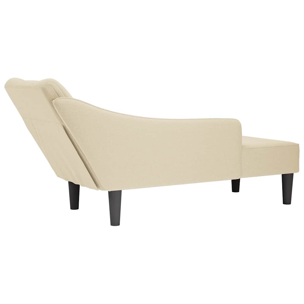 Chaiselongue mit Rechter Armlehne Creme Stoff