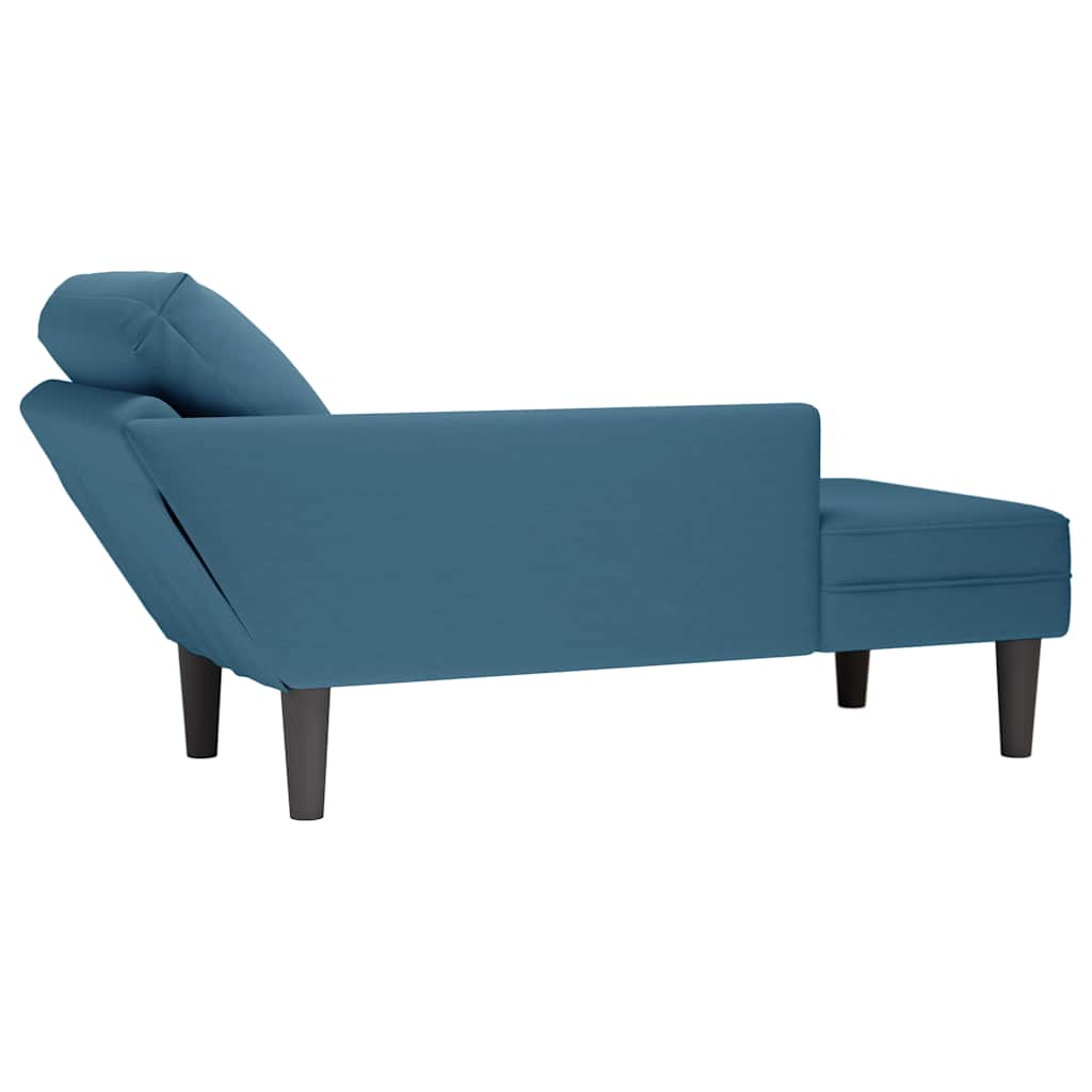 Chaiselongue mit Kissen und Rechter Armlehne Blau Samt