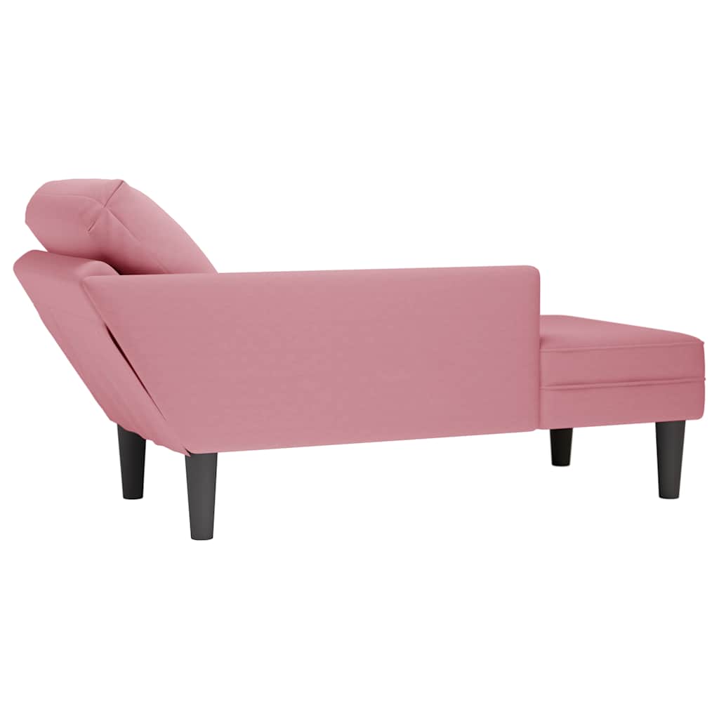 Chaiselongue mit Kissen und Rechter Armlehne Rosa Samt
