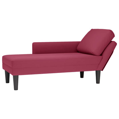 Chaiselongue mit Kissen und Rechter Armlehne Weinrot Samt