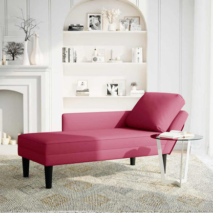 Chaiselongue mit Kissen und Rechter Armlehne Weinrot Samt