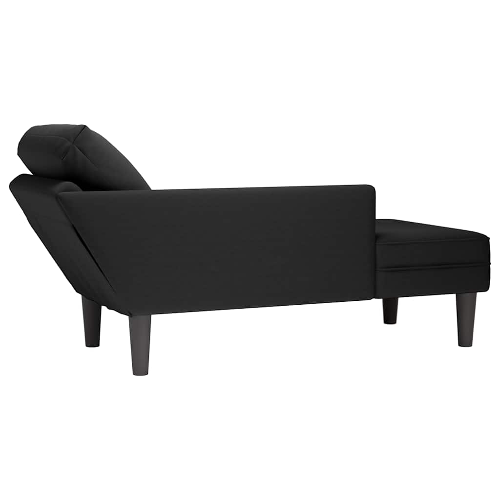 Chaiselongue mit Kissen und Rechter Armlehne Schwarz Samt